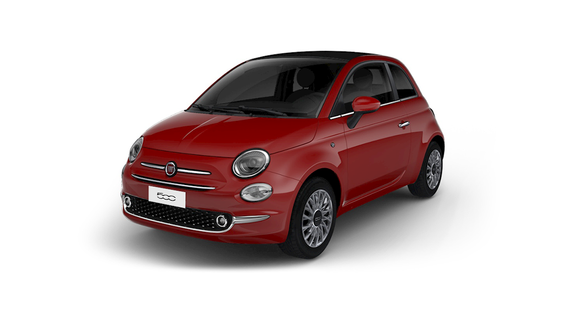 Fiat 500 Convertible Hybrid in red